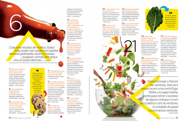 Revista Women's Health dicas de cozinha DigaMaria